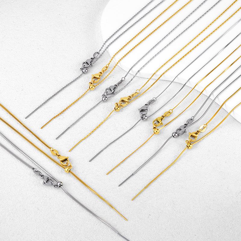 Stainless Steel Universal Chain Necklace Clavicle Chain Adjustable Vacuum Plated 18K Chain Snake Bone Chain DIY Jewelry Titanium Steel Necklace