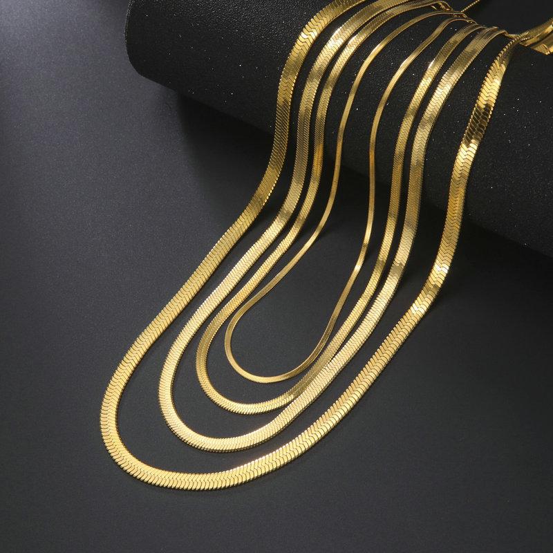 Simple Fashion Blade Snake Bone Necklace Unisex Flat Snake Chain Cross-Border Hot Selling Stainless Steel Clavicle Chain