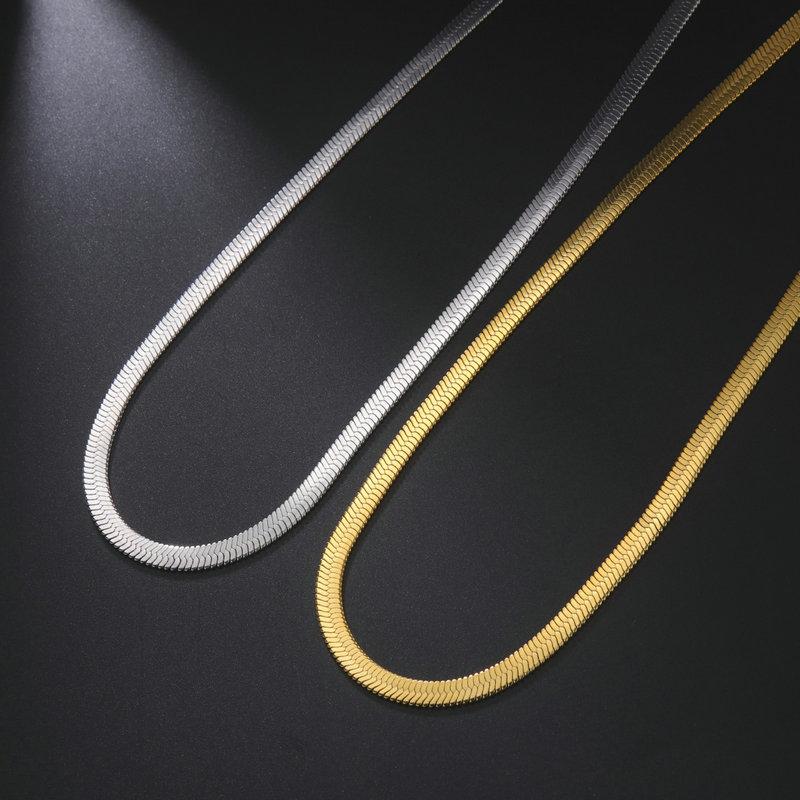 Simple Fashion Blade Snake Bone Necklace Unisex Flat Snake Chain Cross-Border Hot Selling Stainless Steel Clavicle Chain
