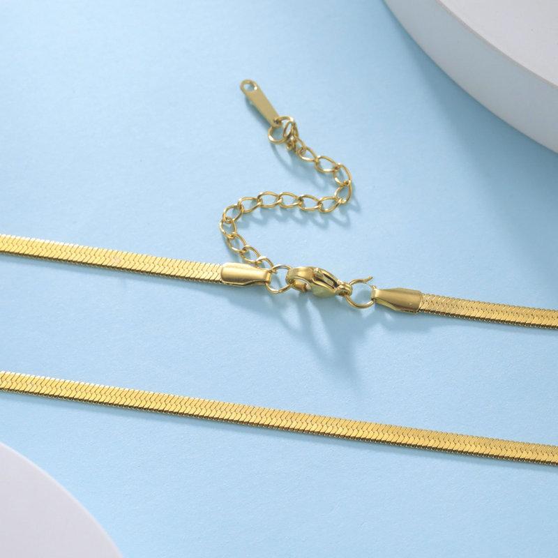 Simple Fashion Blade Snake Bone Necklace Unisex Flat Snake Chain Cross-Border Hot Selling Stainless Steel Clavicle Chain