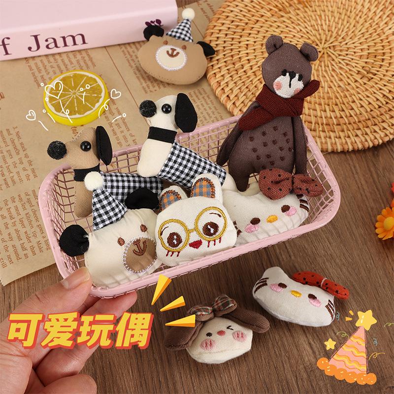 Fabric Scarf Bear Brooch Cute Cartoon Plush Bag Pendant Small Doll Jewelry Gift Pin Accessories DIY