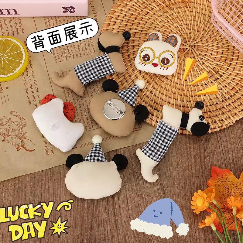 Fabric Scarf Bear Brooch Cute Cartoon Plush Bag Pendant Small Doll Jewelry Gift Pin Accessories DIY