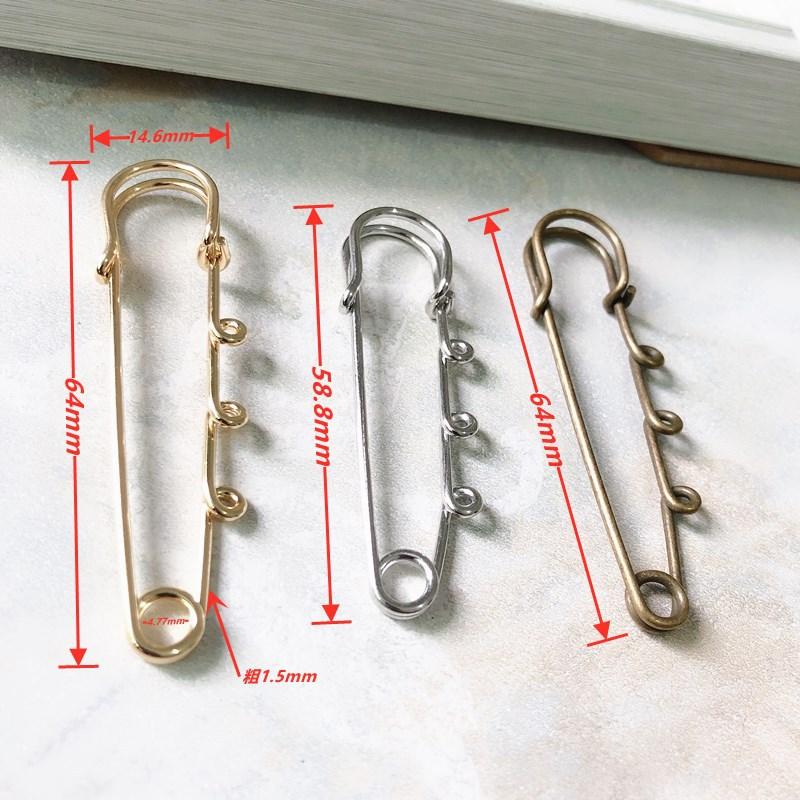 Korean-Style High-Quality Safety Brooch Ring Large Pin Color-Retaining Electroplating Insurance Buckle Sweater Jewelry DIY Accessories