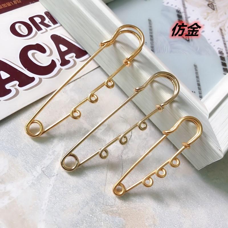 Korean-Style High-Quality Safety Brooch Ring Large Pin Color-Retaining Electroplating Insurance Buckle Sweater Jewelry DIY Accessories
