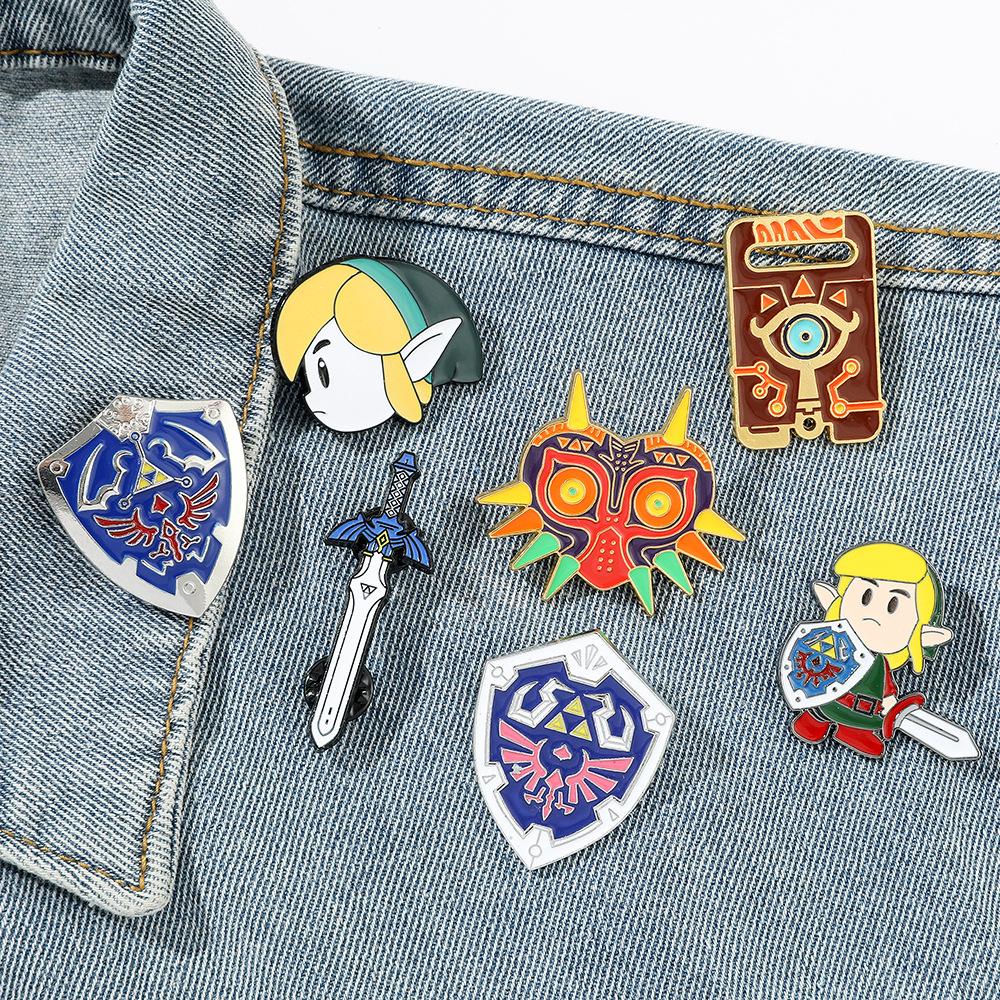 Legend of Zelda Game Peripheral Metal Badge Shield Wilderness Breath Zelda Brooch Kingdom Tears Magic Ji