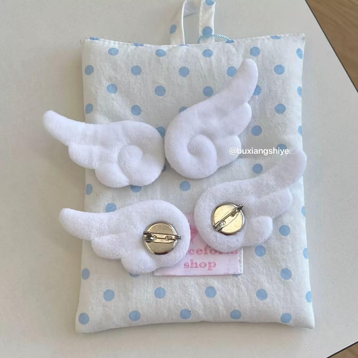 Double-Sided Fleece-Lined ~ Angel Wings Brooch Clothing Gift Doll Decoration Accessories Sweet Cute All-Match Corsage