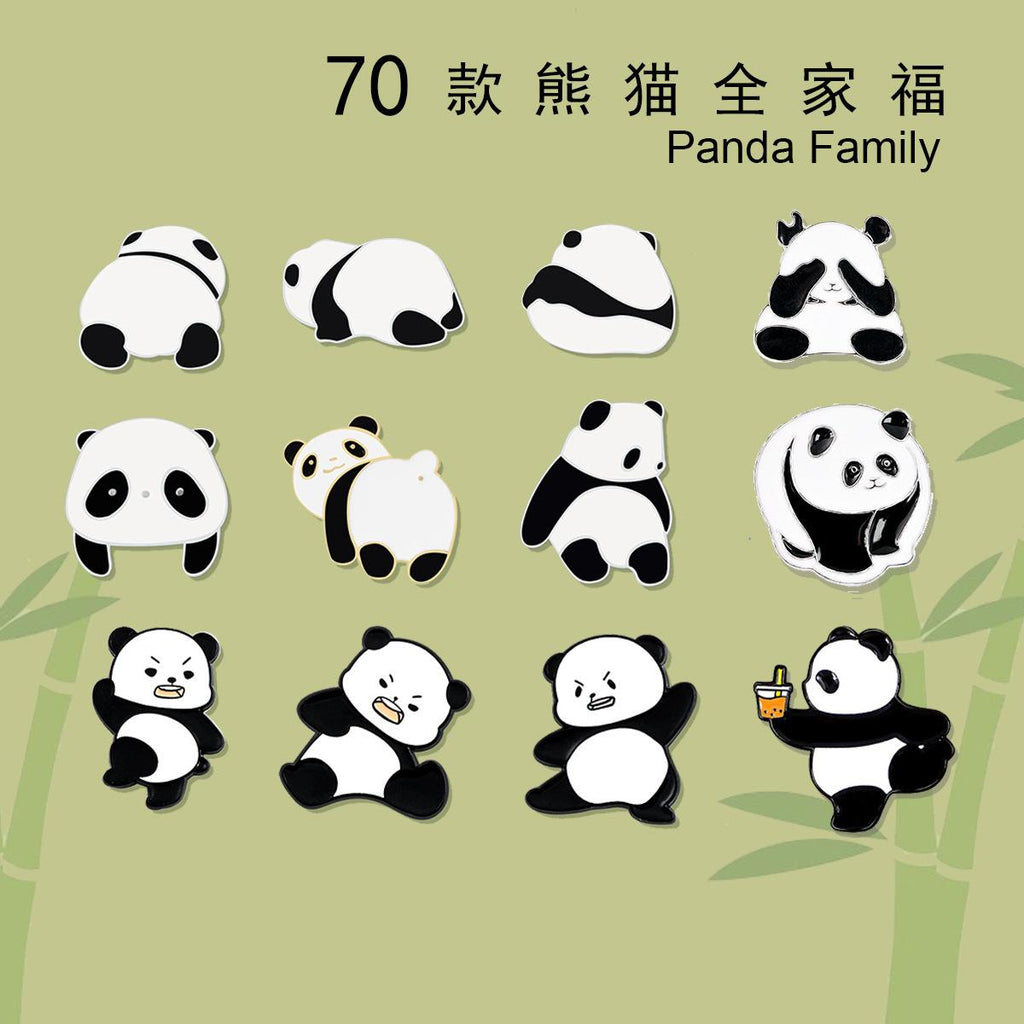Cartoon Panda Series Badge Metal Brooch Sichuan Tourism Souvenir Gift for Foreigners Backpack Decoration
