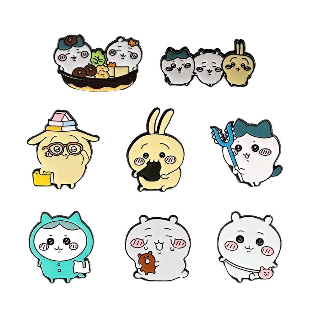 Cartoon Ursatch Metal Brooch Cute Chiikawa Xiaoba Xiaoji Badge Creative Bag Collection Accessories