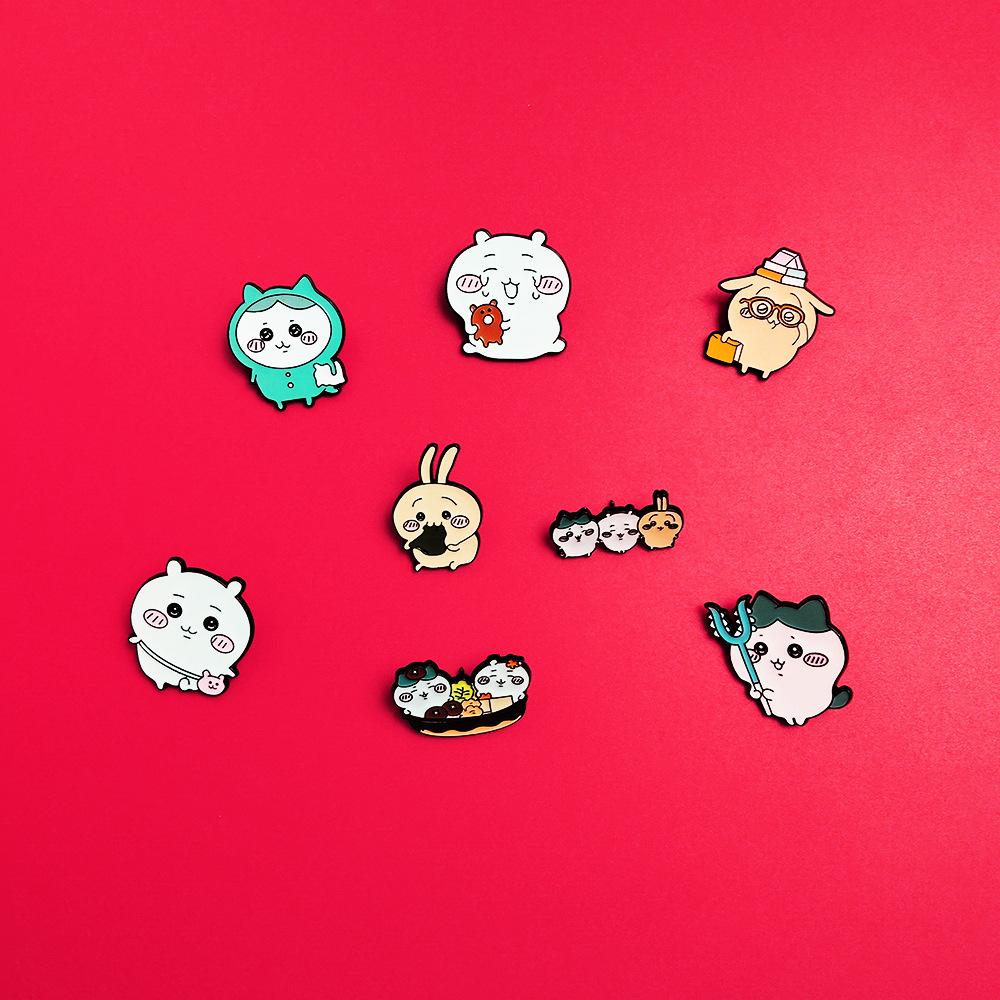 Cartoon Ursatch Metal Brooch Cute Chiikawa Xiaoba Xiaoji Badge Creative Bag Collection Accessories