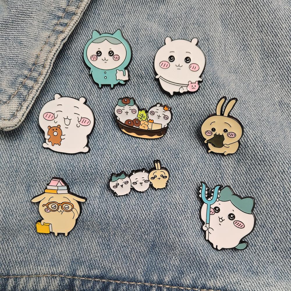 Cartoon Ursatch Metal Brooch Cute Chiikawa Xiaoba Xiaoji Badge Creative Bag Collection Accessories