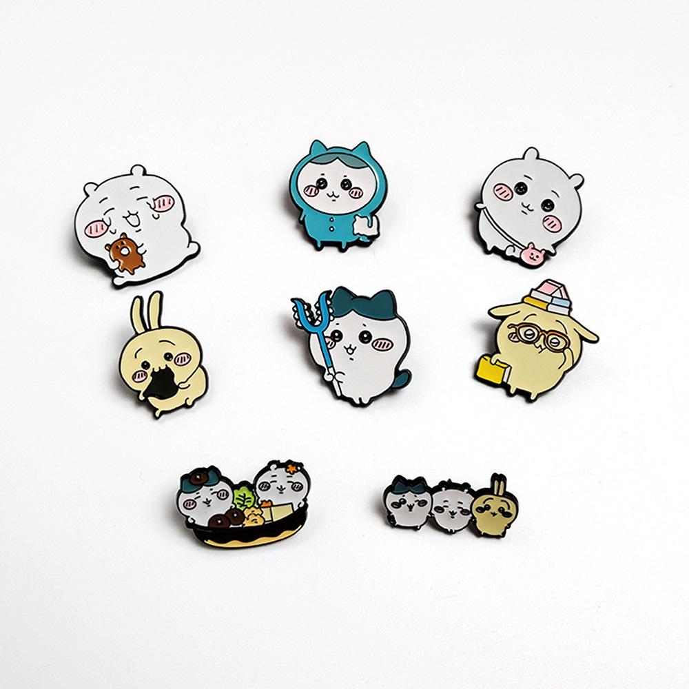 Cartoon Ursatch Metal Brooch Cute Chiikawa Xiaoba Xiaoji Badge Creative Bag Collection Accessories