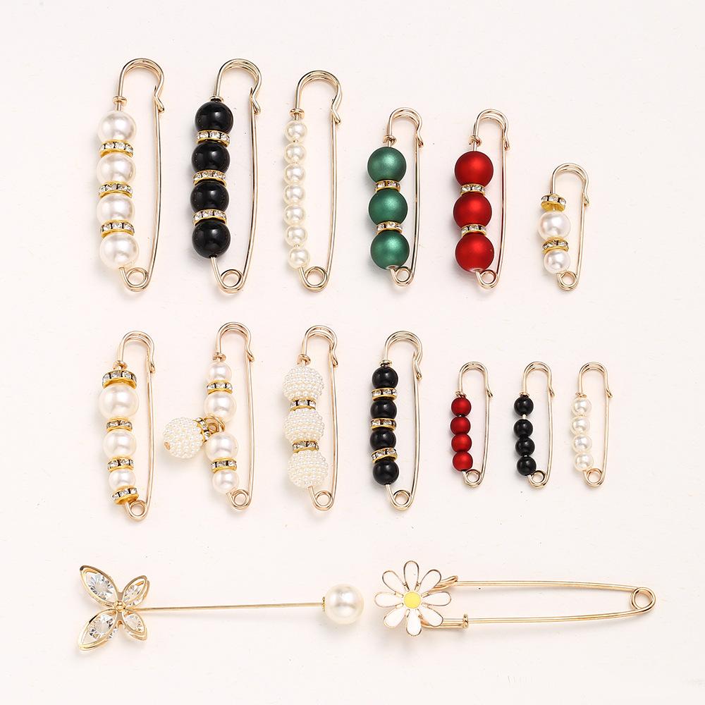 Cross-Border Pearl Waist Pin Fixed Clothes Skirt Waist Modification Artifact Anti-Exposure Brooch Waist Buckle