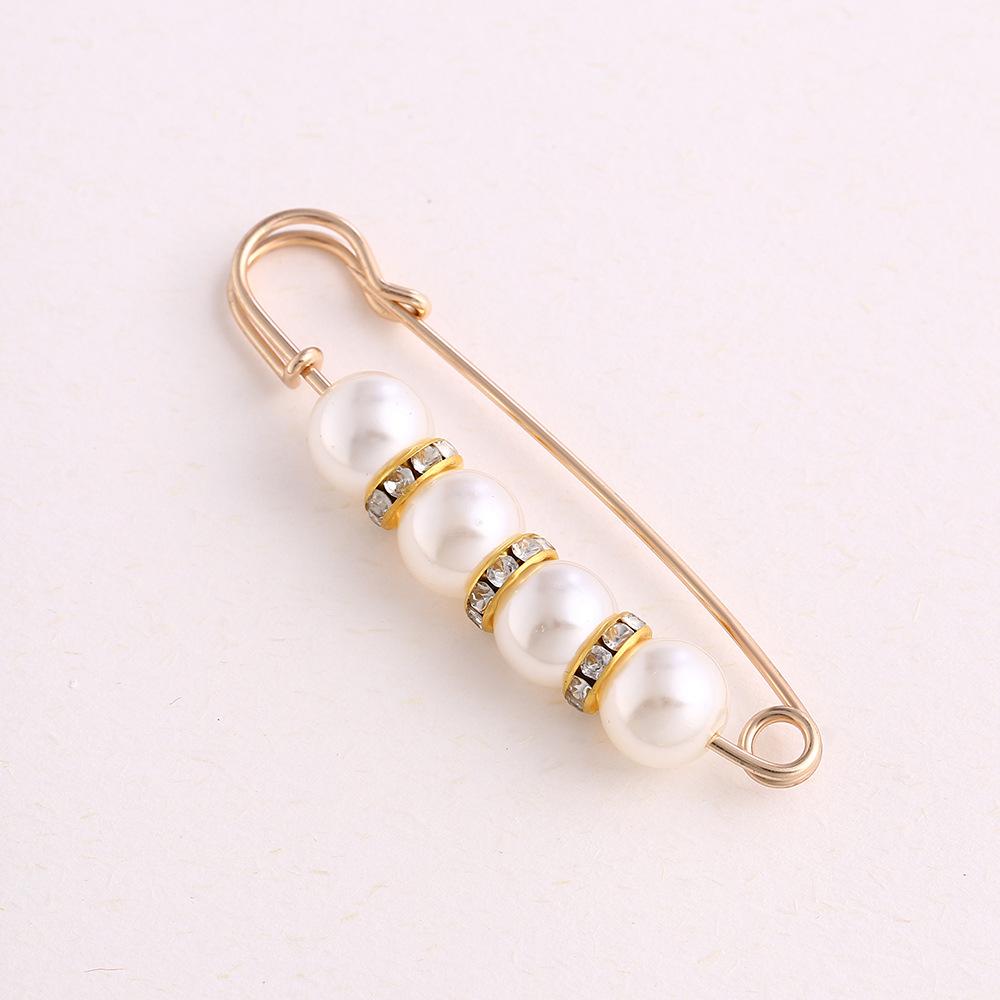 Cross-Border Pearl Waist Pin Fixed Clothes Skirt Waist Modification Artifact Anti-Exposure Brooch Waist Buckle