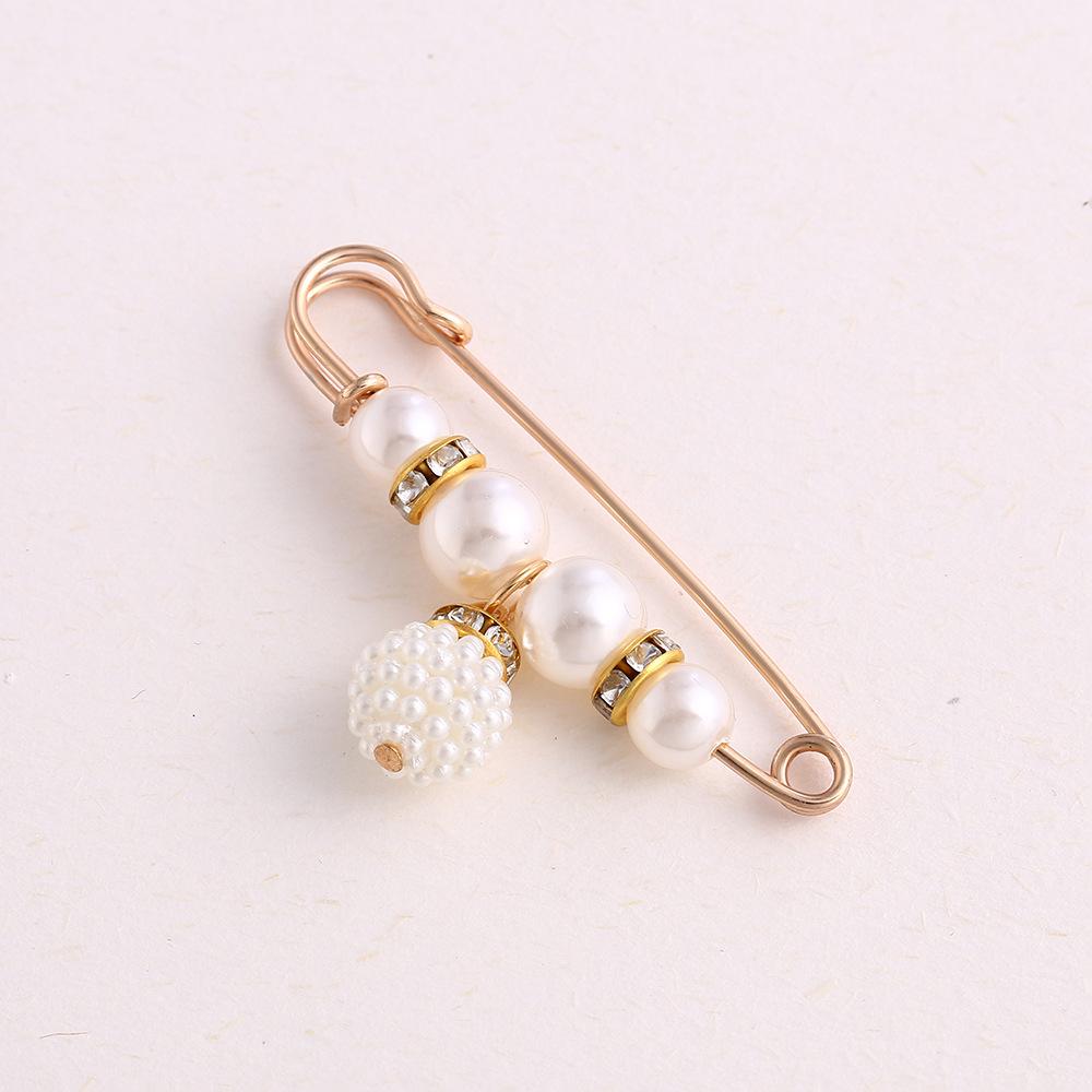 Cross-Border Pearl Waist Pin Fixed Clothes Skirt Waist Modification Artifact Anti-Exposure Brooch Waist Buckle