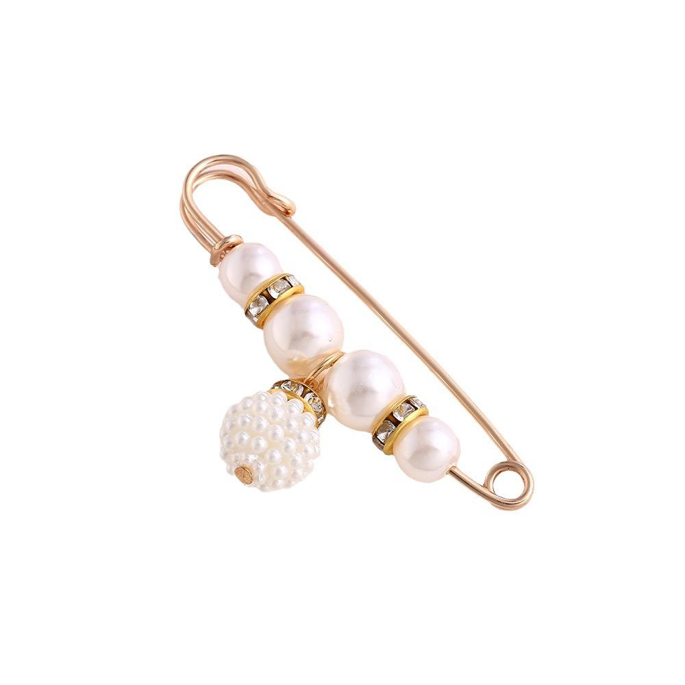 Cross-Border Pearl Waist Pin Fixed Clothes Skirt Waist Modification Artifact Anti-Exposure Brooch Waist Buckle