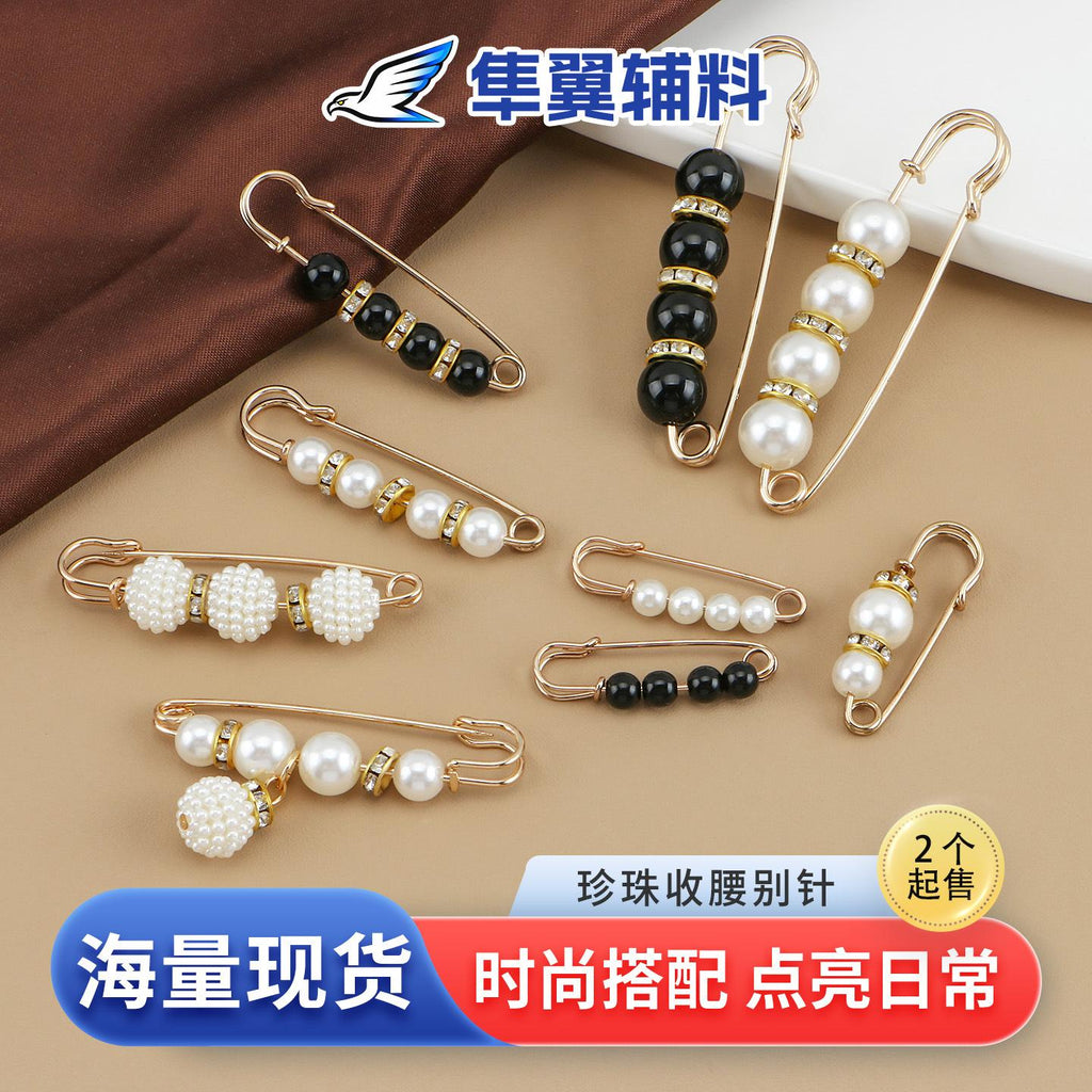 Pants Waist-Closing Artifact Waist-Closing Pin Anti-Exposure Brooch High-End Brooch Pin Jewelry Pearl Brooch Buckle