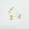 One-Word Tray Brooch Flower Pin Stainless Steel (Copper) Long and Short round Pin Brooch DIY Clothing Accessories