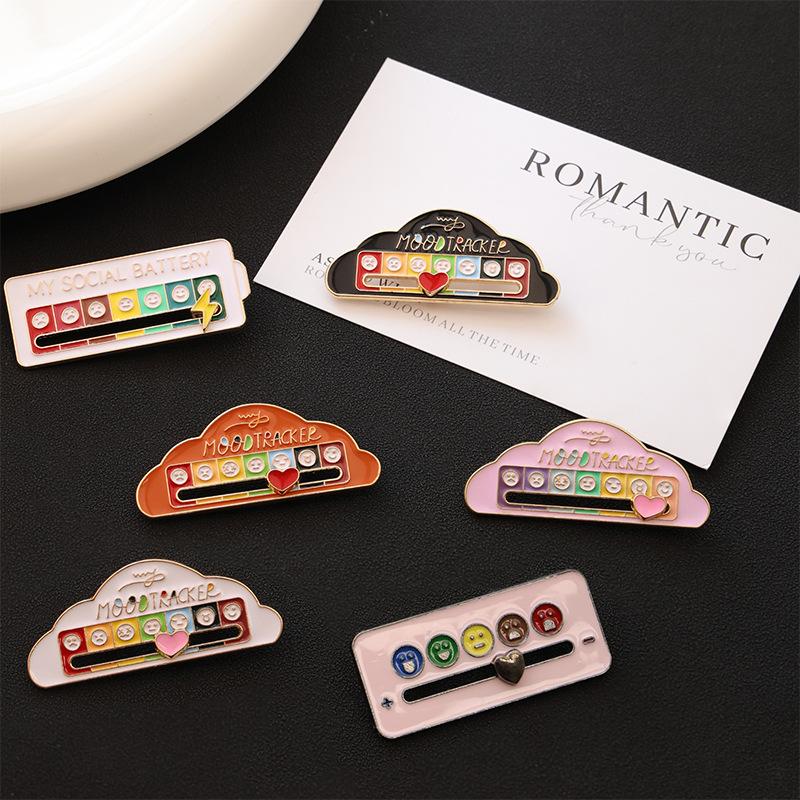 Mood Conversion Brooch Personality Slidable Social Energy Conversion Metal Badge Men and Women Expression Pin Jewelry