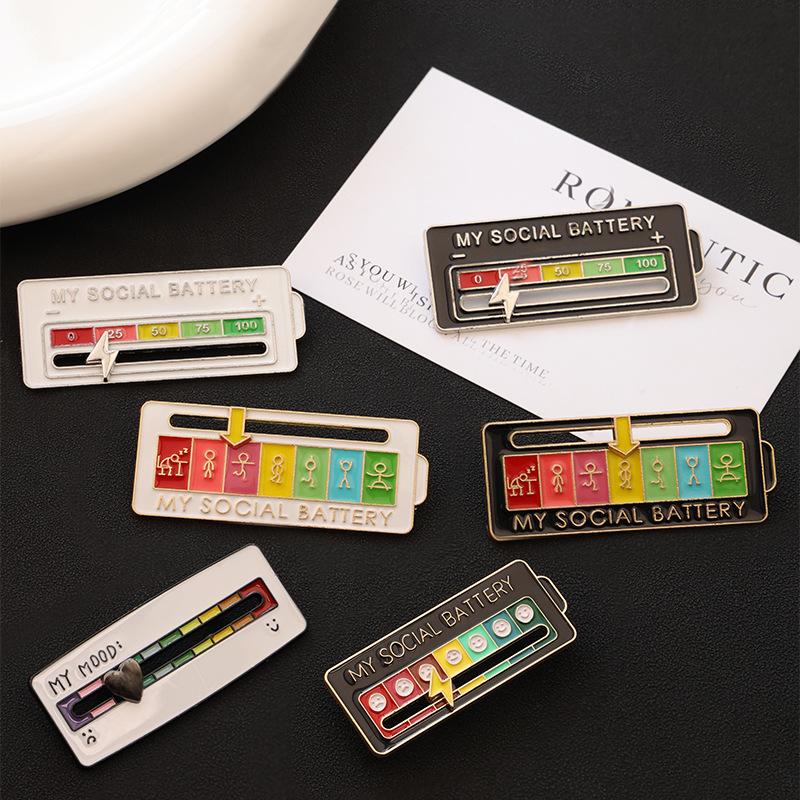 Mood Conversion Brooch Personality Slidable Social Energy Conversion Metal Badge Men and Women Expression Pin Jewelry