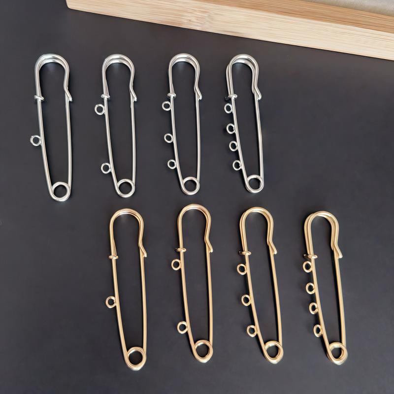 Sweater Brooch Pin Safety Brooch Color-Retaining Electroplating Waist Buckle Pin Large Pin Fixed Clothes with Ring Receiving Pin