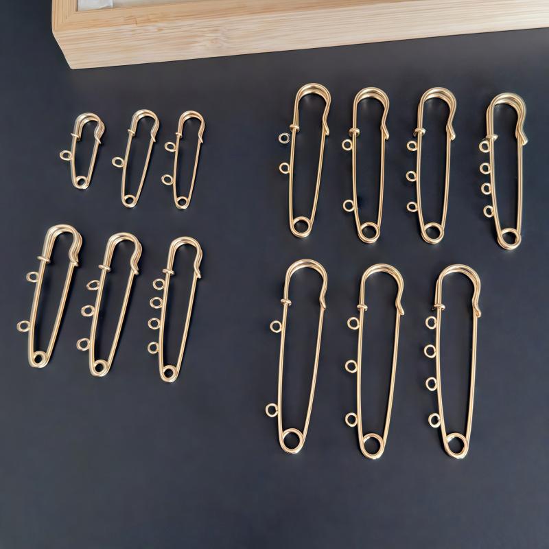 Sweater Brooch Pin Safety Brooch Color-Retaining Electroplating Waist Buckle Pin Large Pin Fixed Clothes with Ring Receiving Pin