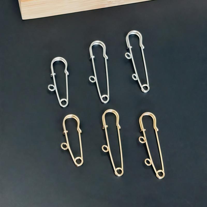 Sweater Brooch Pin Safety Brooch Color-Retaining Electroplating Waist Buckle Pin Large Pin Fixed Clothes with Ring Receiving Pin