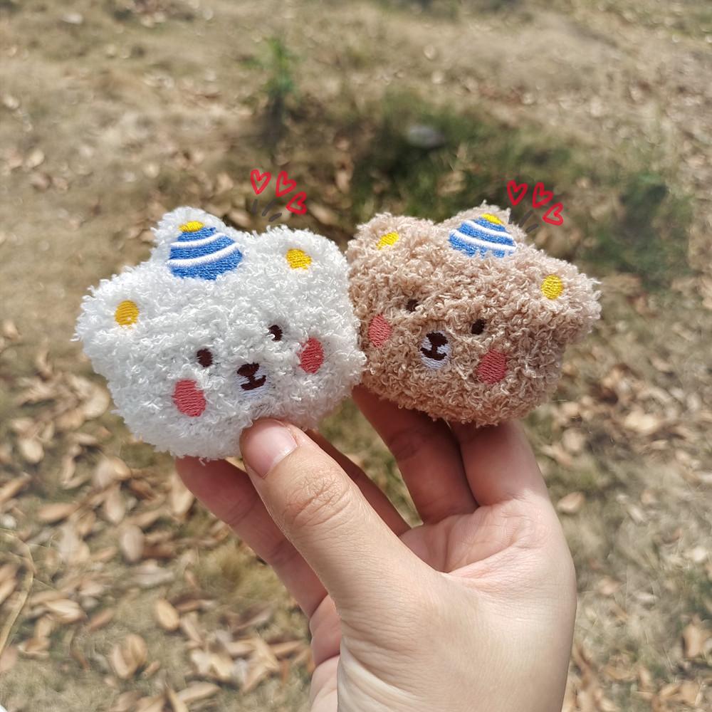 Cute Cartoon Plush Bear Doll Brooch Curly Blush Bear Autumn and Winter Headwear Hat Bag Decorative Accessories