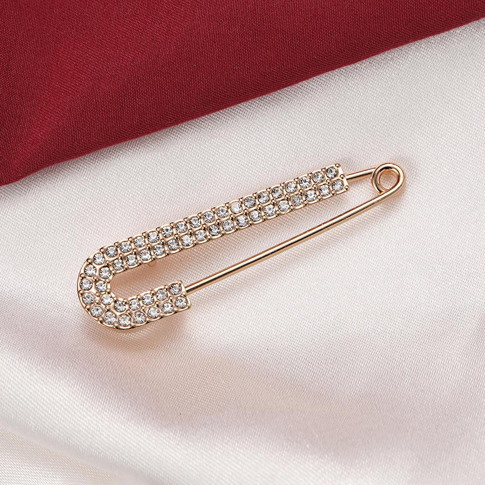 Light Luxury Double Row Rhinestone Pin Clothes Pants Waist-Tight Artifact Waist-Tight Buckle Clothing Fixed Anti-Exposure Brooch Decorative Pin