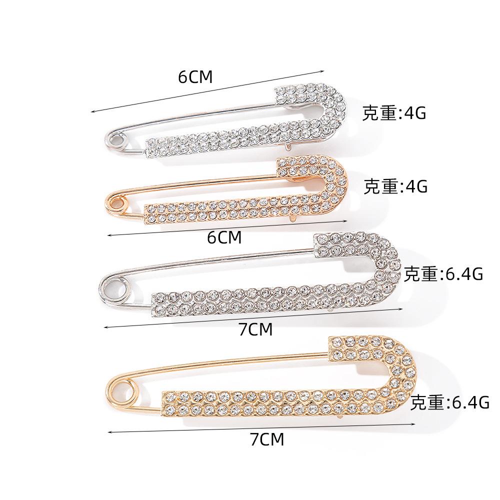 Light Luxury Double Row Rhinestone Pin Clothes Pants Waist-Tight Artifact Waist-Tight Buckle Clothing Fixed Anti-Exposure Brooch Decorative Pin