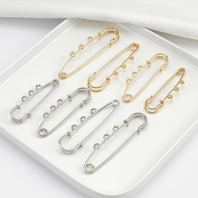 Three-Hole Pin 5cm Large Pin DIY Jewelry Accessories Cultural Creative Handmade Decorative Brooch Bottom Embryo Safety Pin Manufacturer