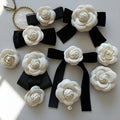 Hot Sale Bow Brooch Corsage All-Match Three-Dimensional Camellia Female Pin Temperament Chanel Style Bow Tie Pearl Decoration