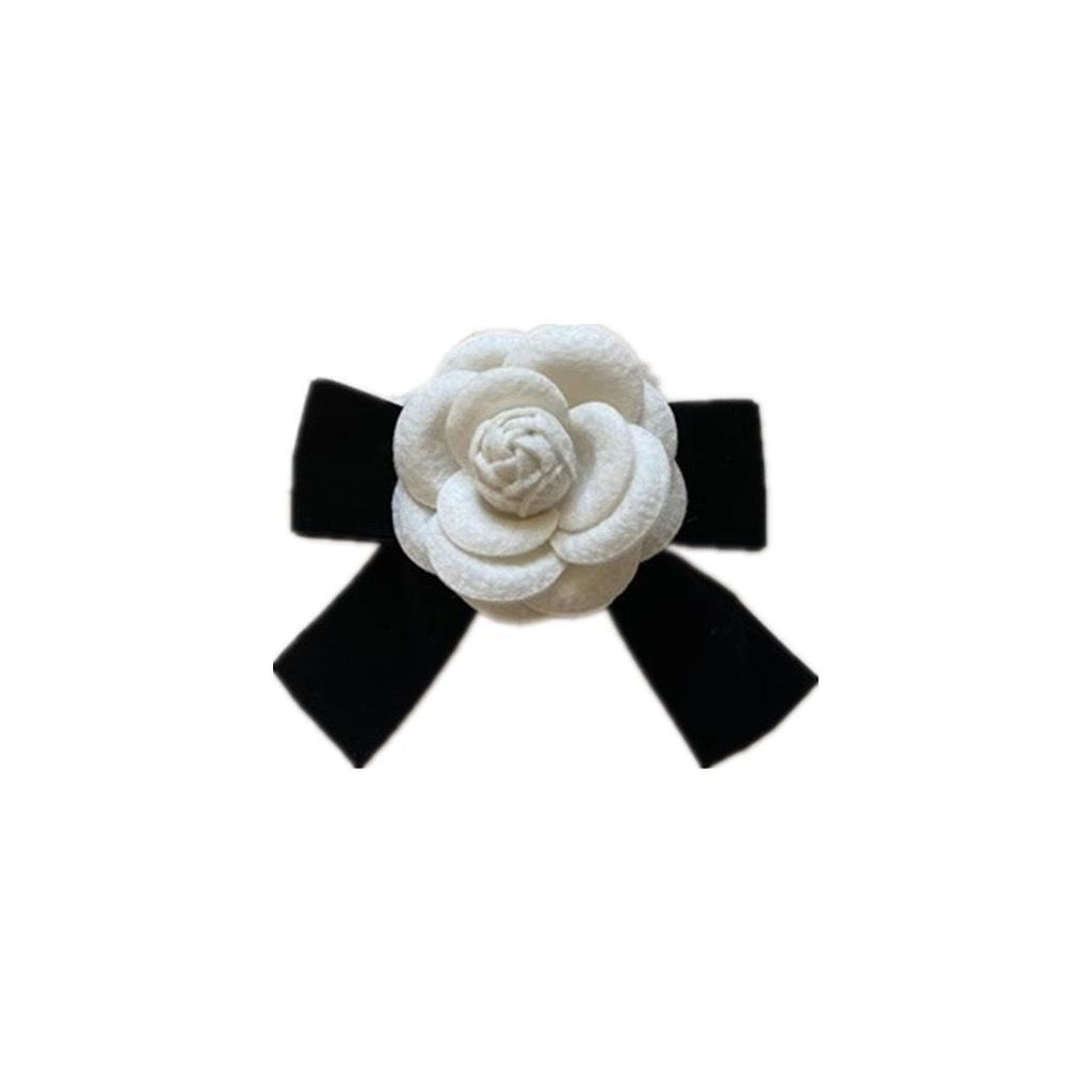 Hot Sale Bow Brooch Corsage All-Match Three-Dimensional Camellia Female Pin Temperament Chanel Style Bow Tie Pearl Decoration