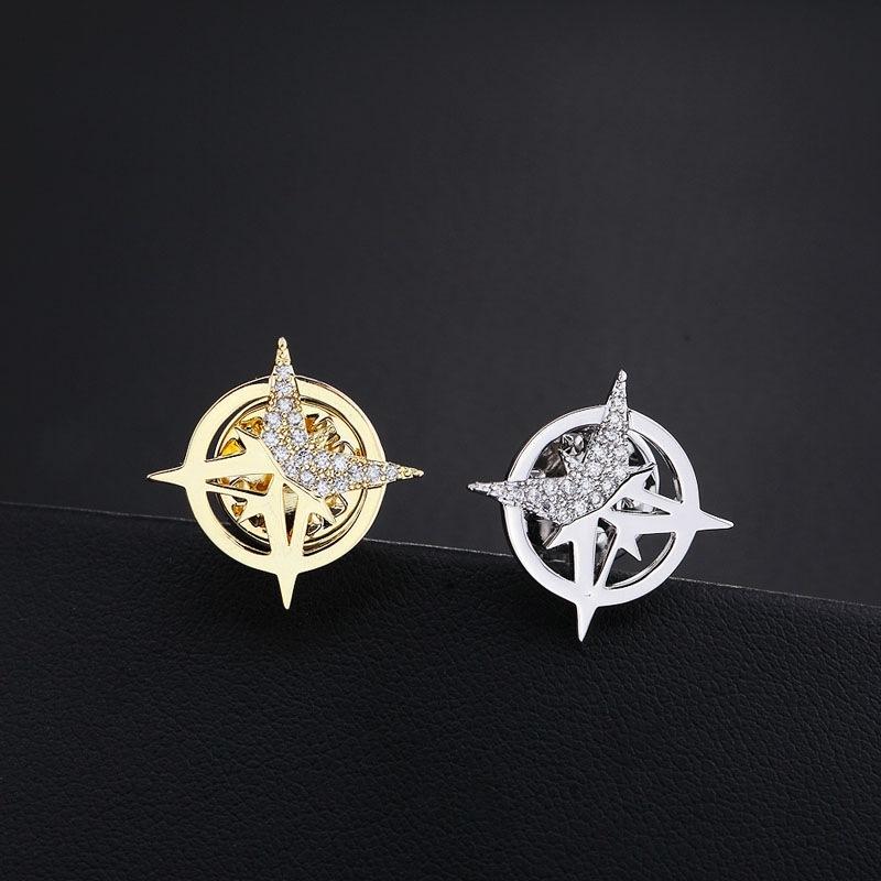 Six-Pointed Star Brooch Men's Suit Corsage Small Collar Pin Shirt Collar Buckle Ins Fashion Personality Badge Buckle Anti-Exposure Buckle