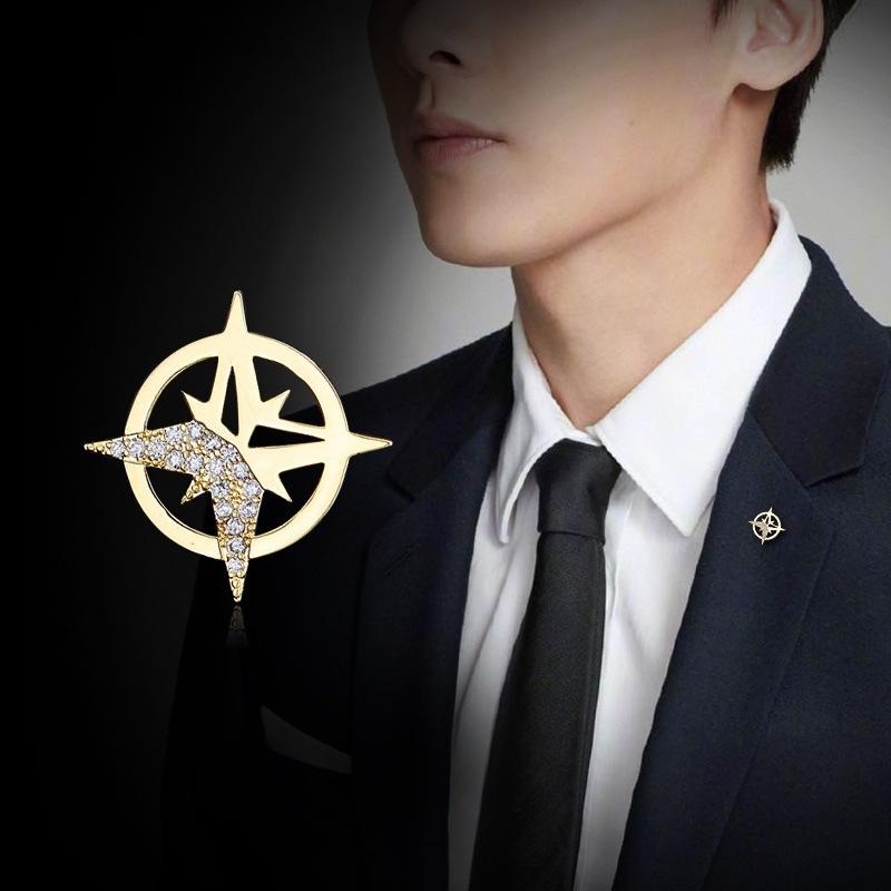 Six-Pointed Star Brooch Men's Suit Corsage Small Collar Pin Shirt Collar Buckle Ins Fashion Personality Badge Buckle Anti-Exposure Buckle