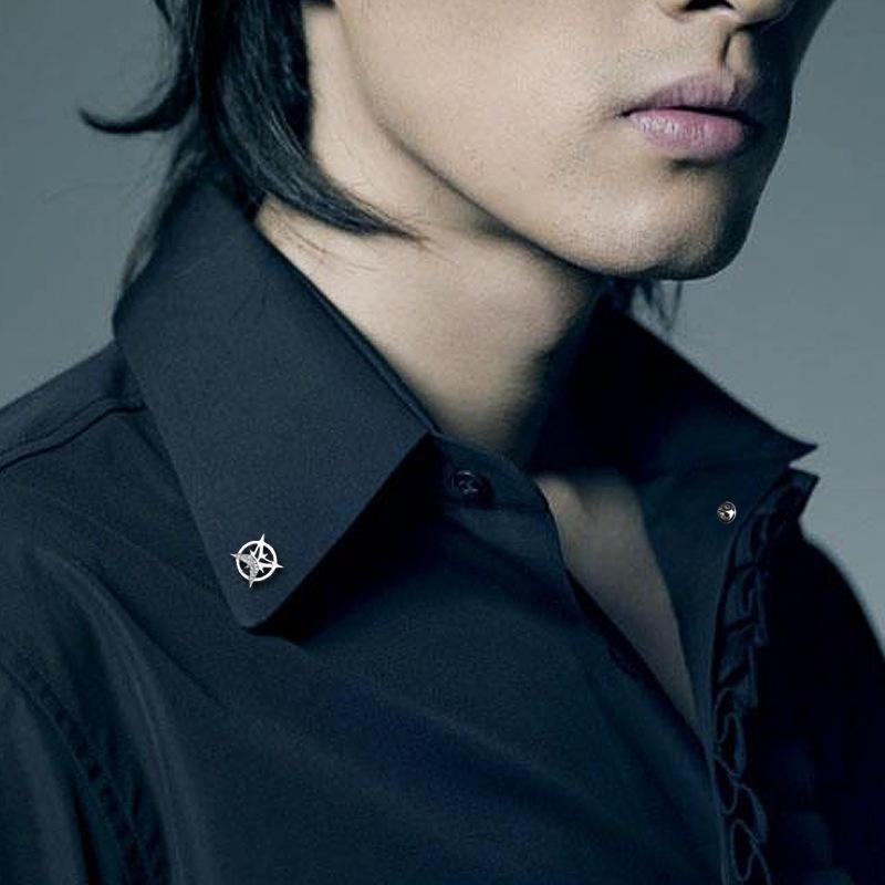 Six-Pointed Star Brooch Men's Suit Corsage Small Collar Pin Shirt Collar Buckle Ins Fashion Personality Badge Buckle Anti-Exposure Buckle