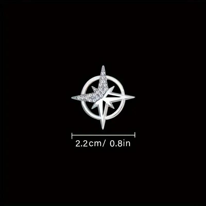 Six-Pointed Star Brooch Men's Suit Corsage Small Collar Pin Shirt Collar Buckle Ins Fashion Personality Badge Buckle Anti-Exposure Buckle