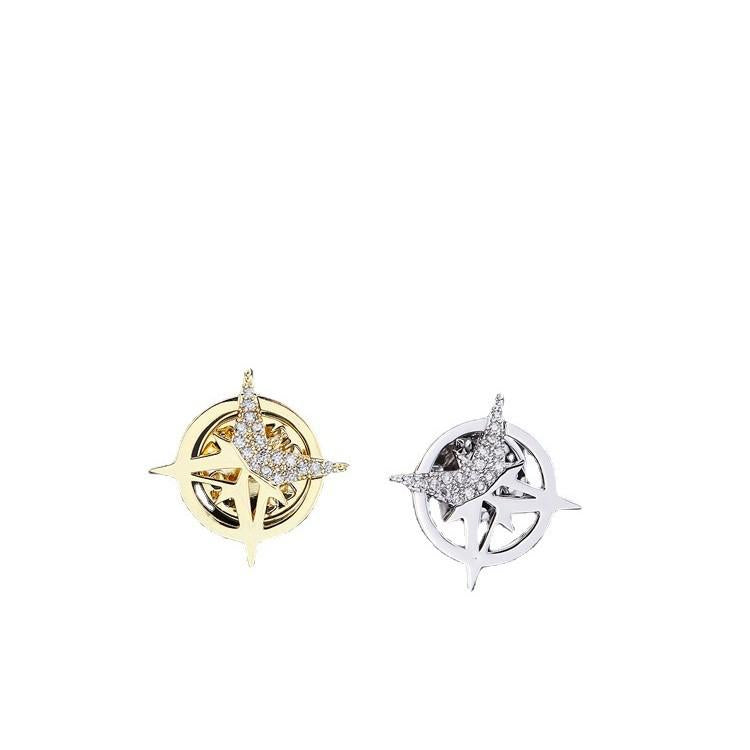 Six-Pointed Star Brooch Men's Suit Corsage Small Collar Pin Shirt Collar Buckle Ins Fashion Personality Badge Buckle Anti-Exposure Buckle