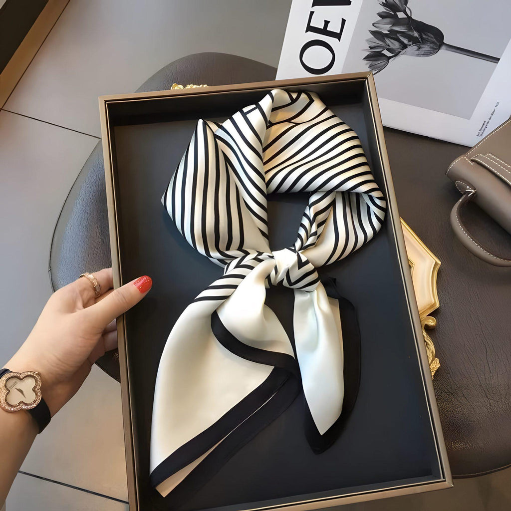 High-Grade Mulberry Silk Scarf Summer Thin 70cm Korean Style Small Square Scarf Women's Scarf Ribbon Accessories Wholesale