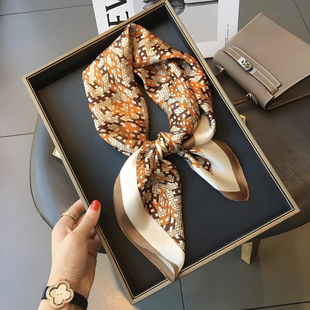 High-Grade Mulberry Silk Scarf Summer Thin 70cm Korean Style Small Square Scarf Women's Scarf Ribbon Accessories Wholesale