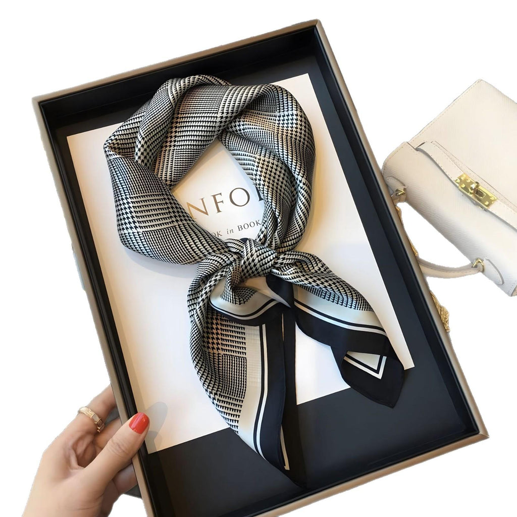 High-Grade Mulberry Silk Scarf Summer Thin 70cm Korean Style Small Square Scarf Women's Scarf Ribbon Accessories Wholesale