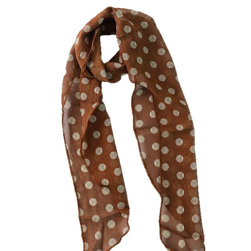 Millennium Retro Style Brown Polka Dot Leopard Print Scarf Sweet Cool Hot Girl High-Grade Square Scarf Accessories Long Neck Strap