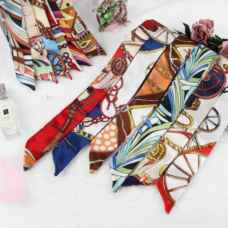 Silk Scarf Factory Wholesale Tie Bag Tie Hair Bow Long Hair Band Ribbon Small Silk Scarf Gift Box Hand Gift Tie