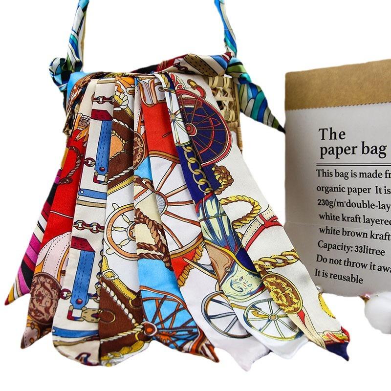 Silk Scarf Factory Wholesale Tie Bag Tie Hair Bow Long Hair Band Ribbon Small Silk Scarf Gift Box Hand Gift Tie