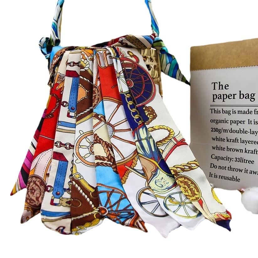 Silk Scarf Factory Wholesale Tie Bag Tie Hair Bow Long Hair Band Ribbon Small Silk Scarf Gift Box Hand Gift Tie