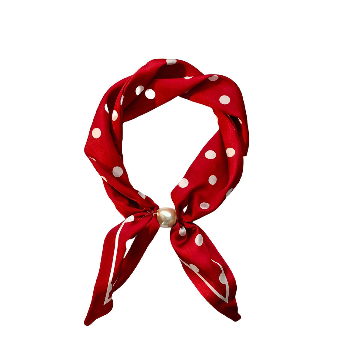 Silk Scarf Long New All-Match Artifact Neck Protection Necklace Accessories Clavicle Small Scarf Scarf Pearl Magnetic Suction Buckle Silk Scarf