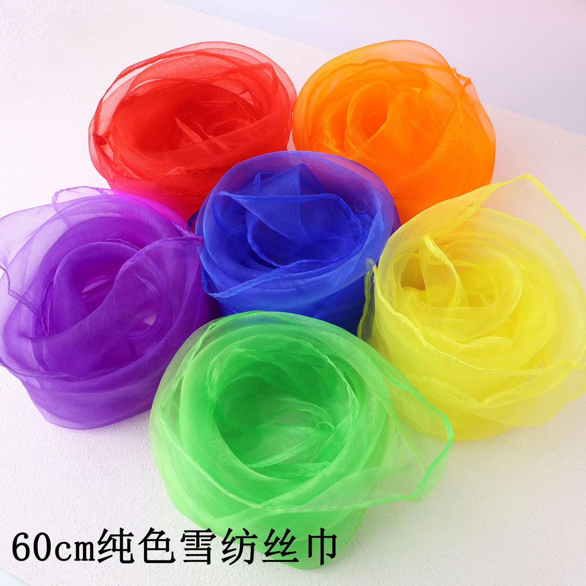 60cm Chiffon Scarf Children's Dance Performance Props Small Scarf Kindergarten Square Game Handkerchief Nylon Scarf