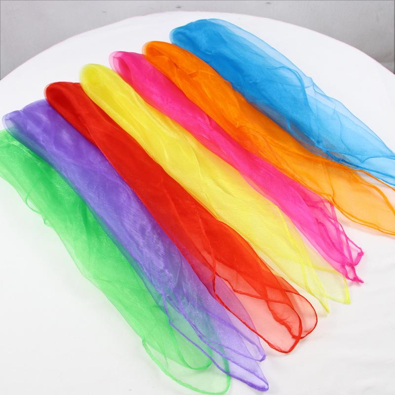 60cm Chiffon Scarf Children's Dance Performance Props Small Scarf Kindergarten Square Game Handkerchief Nylon Scarf