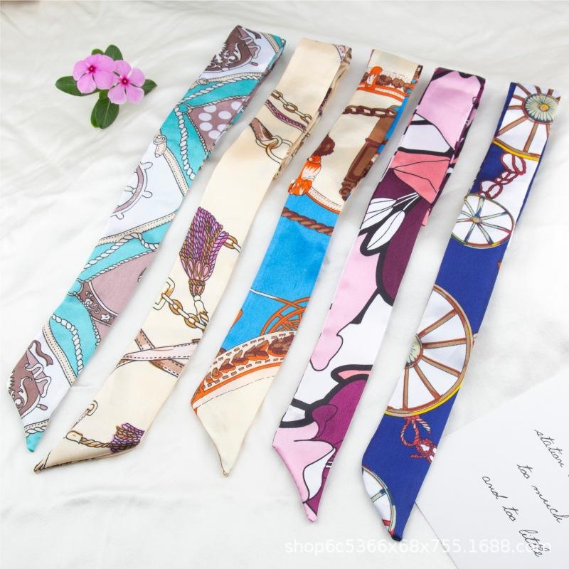 Small Silk Scarf Factory Wholesale All-Match Bow Tie Bag Long Diagonal Thin Narrow Hair Band Ribbon Gift Box Gift Gift