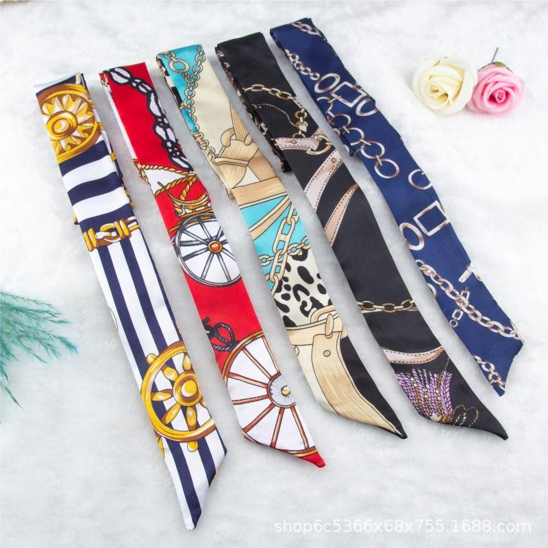 Small Silk Scarf Factory Wholesale All-Match Bow Tie Bag Long Diagonal Thin Narrow Hair Band Ribbon Gift Box Gift Gift