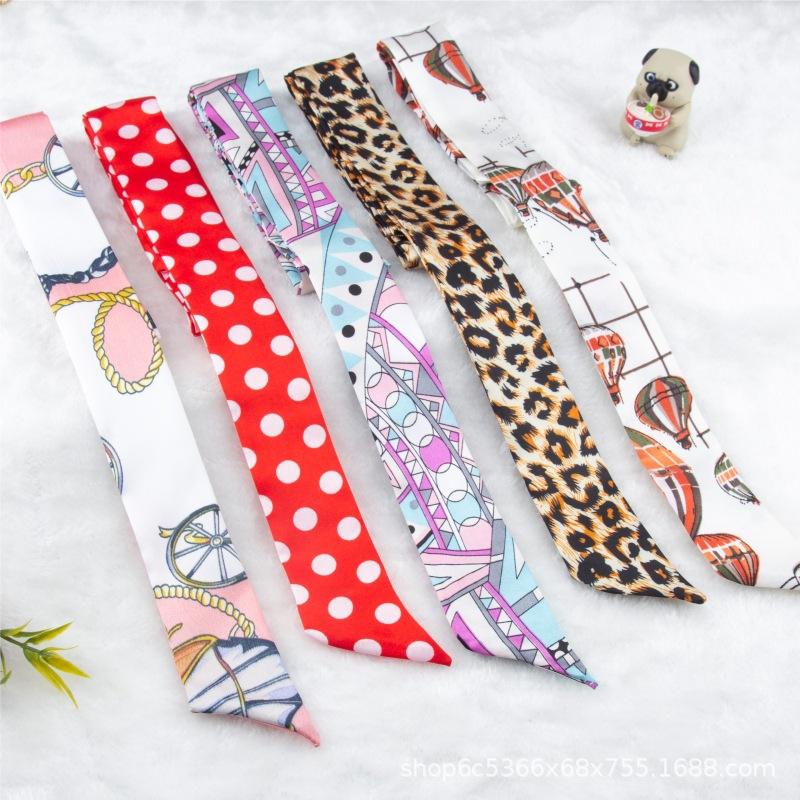 Small Silk Scarf Factory Wholesale All-Match Bow Tie Bag Long Diagonal Thin Narrow Hair Band Ribbon Gift Box Gift Gift